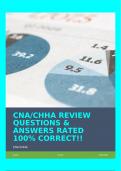 CNA/CHHA REVIEW QUESTIONS & ANSWERS RATED 100% CORRECT!!