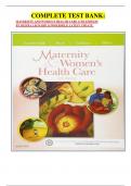 COMPLETE TEST BANK: MATERNITY AND WOMEN'S HEALTH CARE 11TH EDITION BY DEITRA LEONARD LOWDERMILK LATEST UPDATE.