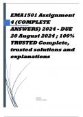 EMA1501 Assignment 4 (COMPLETE ANSWERS) 2024 - DUE 20 August 2024 ; 100% TRUSTED Complete, trusted solutions and explanations.