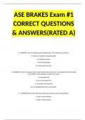 ASE BRAKES Exam #1 CORRECT QUESTIONS & ANSWERS(RATED A)