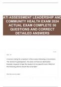 ATI ASSESSMENT LEADERSHIP AND COMMUNITY HEALTH EXAM 2024 ACTUAL EXAM COMPLETE 50 QUESTIONS AND CORRECT DETAILED ANSWERS 