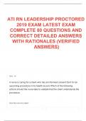 ATI RN LEADERSHIP PROCTORED 2019 EXAM LATEST EXAM COMPLETE 80 QUESTIONS AND CORRECT DETAILED ANSWERS WITH RATIONALES (VERIFIED ANSWERS)