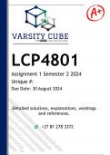 LCP4801 Assignment 1 (DETAILED ANSWERS) Semester 2 2024 - DISTINCTION GUARANTEED 