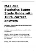 MAT 202 Statistics Super Study Guide with 100- correct answers