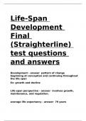 Life-Span Development Final (Straighterline) test questions and answers.