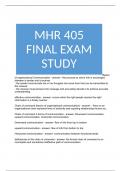 MHR 405 FINAL EXAM STUDY