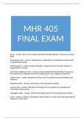 MHR 405 FINAL EXAM