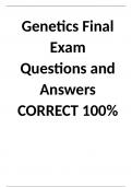 Genetics Final Exam Questions and Answers CORRECT 100%