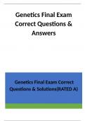 Genetics Final Exam Correct Questions & Answers