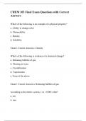 CHEM 103 Final Exam Questions with Correct Answers