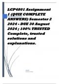 LCP4801 Assignment 1 (QUIZ COMPLETE ANSWERS) Semester 2 2024 - DUE 30 August 2024 ; 100% TRUSTED Complete, trusted solutions and explanations. 