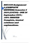 DSC1630 Assignment 4 (COMPLETE ANSWERS) Semester 2 2024 (234769) - DUE 26 September 2024 ; 100% TRUSTED Complete, trusted solutions and explanations.