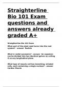 Straighterline Bio 101 Exam questions and answers already graded A+