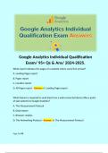 Google Analytics Individual Qualification Exam/ 95+ Qs & Ans/ 2024-2025. 