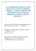 ACS CHEMISTRY GENERAL EXAM  2024 ACTUAL EXAM 2 VERSIONS  (VERSION A AND B) COMPLETE 400  QUESTIONS WITH DETAILED  VERIFIED ANSWERS /ALREADY  GRADED A+