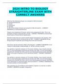 2024 INTRO TO BIOLOGY STRAIGHTERLINE EXAM WITH CORRECT ANSWERS