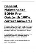 General Maintenance BOMA Pre-Quiz(with 100- correct answers).