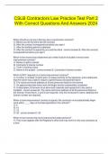  CSLB Contractors Law Practice Test Part 2 With Correct Questions And Answers 2024