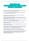 2024 PHIL 101 STRAIGHTERLINE EXAM 1 WITH CORRECT ANSWERS