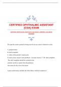 CERTIFIED OPHTHALMIC ASSISTANT {COA} EXAM |VERIFIED |ACCURATE ANSWERS