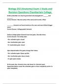 Biology 252 (Anatomy) Exam 1 Study and  Revision Questions Chamberlain College.