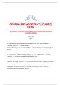 OPHTHALMIC ASSISTANT [JCAHPO] EXAM WITH GUARANTEED ACCURATE ANSWERS |VERIFIED