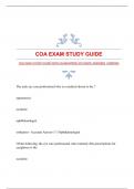 COA EXAM STUDY GUIDE WITH GUARANTEED ACCURATE ANSWERS |VERIFIED