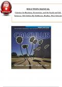 Solution Manual for Calculus for Business, Economics, and the Social and Life Sciences, Brief Version, 11th Edition By Hoffmann, All 7 Chapters Covered, Verified Latest Edition