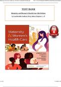 TEST BANK For Maternity and Women's Health Care 13th Edition by Lowdermilk & Perry,  All 37 Chapters Covered, Verified Latest Edition