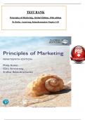 TEST BANK For Principles of Marketing, Global Edition, 19th edition By Kotler & Armstrong, All 20 Chapters Covered, Verified Latest Edition