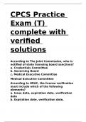 CPCS Practice Exam (T) complete with verified solutions.