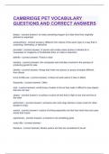 CAMBRIDGE PET VOCABULARY QUESTIONS AND CORRECT ANSWERS