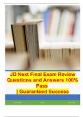 JD Next Final Exam Review Questions and Answers 100% Pass  | Guaranteed Success