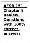 AFSB 151 - Chapter 8 Review Questions with 100- correct answers.