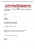 AP Euro Chapter 2 The Renaissance / Revised Questions and Answers / Sure A