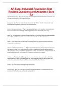 AP Euro: Industrial Revolution Test Revised Questions and Answers / Sure A