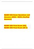 NASM CES Exam Questions and  Answers (2024 / 2025) (Verified  Answers) NASM CES Final Exam (All),  NASM CES Final Exam (All 2) A runner who experiences reoccuring episodes of plantar fascitis, shin splints and  patellar tendonitis is most likely affected 