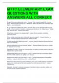 MTTC ELEMENTARY EXAM QUESTIONS WITH ANSWERS ALL CORRECT