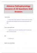 Advance Pathophysiology  mccance ch 32 Questions And  Answers