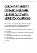 CORONARY ARTERY DISEASE SHERPATH LESSON QUIZ WITH VERIFIED SOLUTIONS