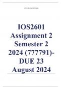 IOS2601 Assignment 2 QUIZ (COMPLETE ANSWERS) Semester 2 2024 (777791)- DUE 23 August 2024 ; 100% TRUSTED Complete, trusted solutions and explanations. Ensure your success with us..