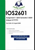 IOS2601 Assignment 2 QUIZ (QUALITY ANSWERS) Semester 2 2024