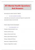 ATI Mental Health Questions  And Answers