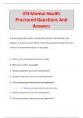 ATI Mental Health  Proctored Questions And  Answers