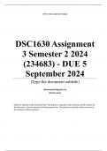 DSC1630 Assignment 3 (COMPLETE ANSWERS) Semester 2 2024 (234683) - DUE 5 September 2024 ; 100% TRUSTED Complete, trusted solutions and explanations. Ensure your success with us.. 