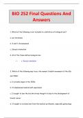 BIO 252 Final Questions And  Answers