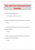 Bus 120 Final Questions And  Answers