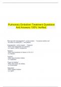  Pulmonary Embolism Treatment Questions And Answers 100% Verified.