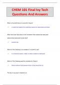 CHEM 101 Final Ivy Tech Questions And Answers