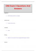 CNA Exam 3 Questions And  Answers